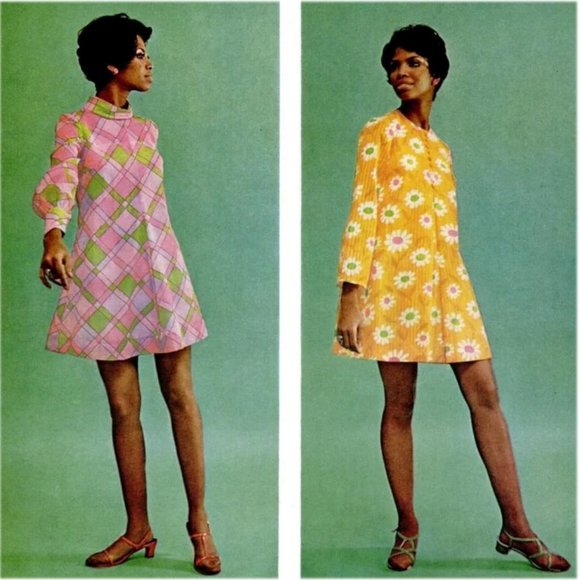 Vintage 1970s Iconic Womens Mini Dress Butterflies Flowers Mod A-line Woodstock - Picture 12 of 16